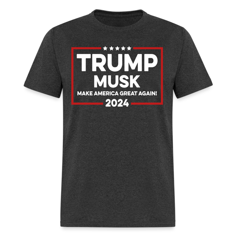 Trump Musk Make America Great Again T Shirt - heather black