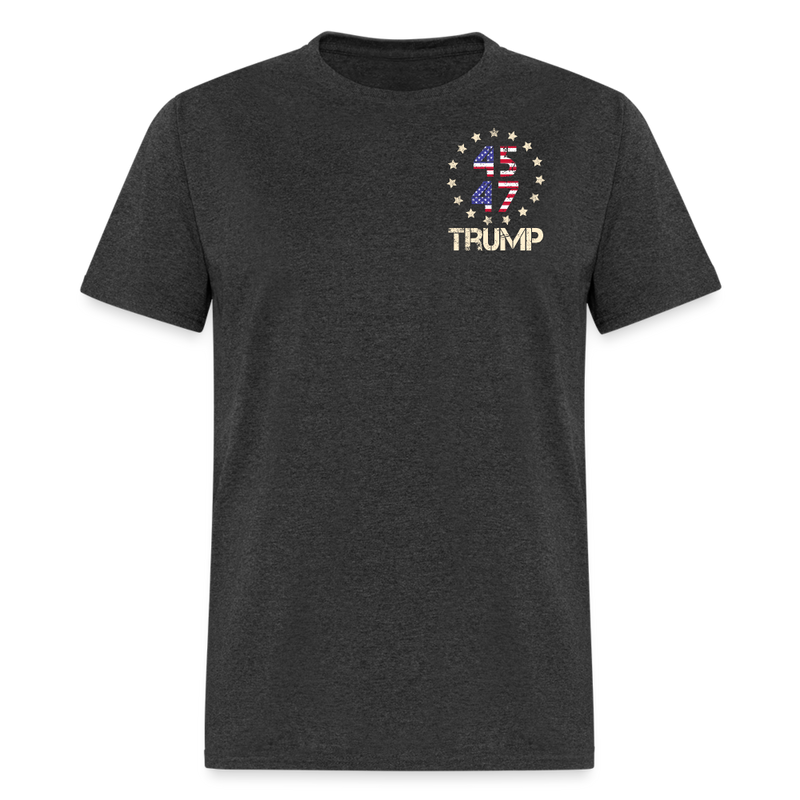 45 47 Trump 2024 Take American Back US Flag T Shirt - heather black