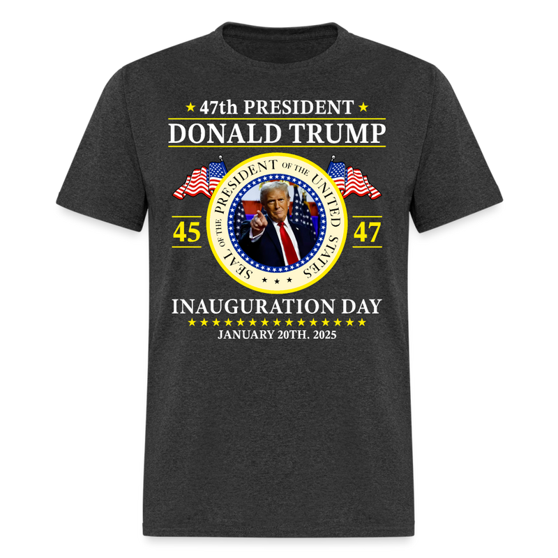 47th President Donald Trump 45 47 Inauguration Day T Shirt - heather black