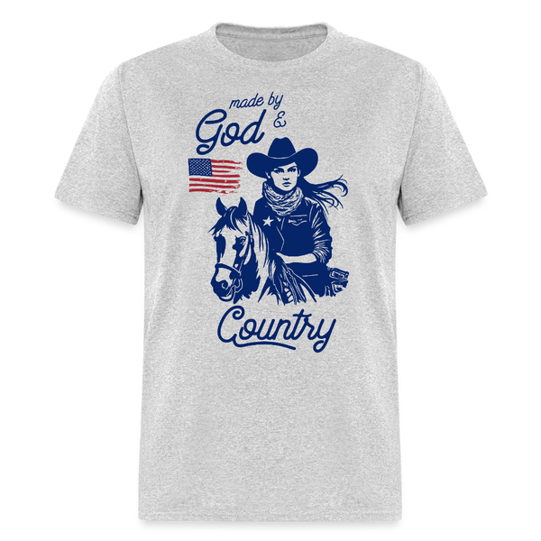 Made By God And Country T Shirt - heather gray