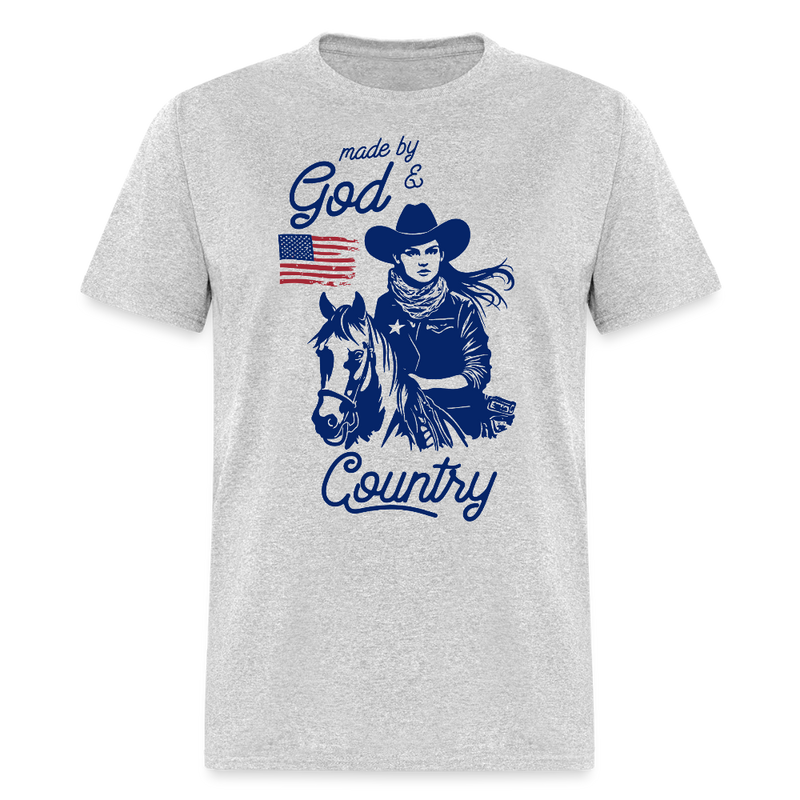 Made By God And Country T Shirt - heather gray