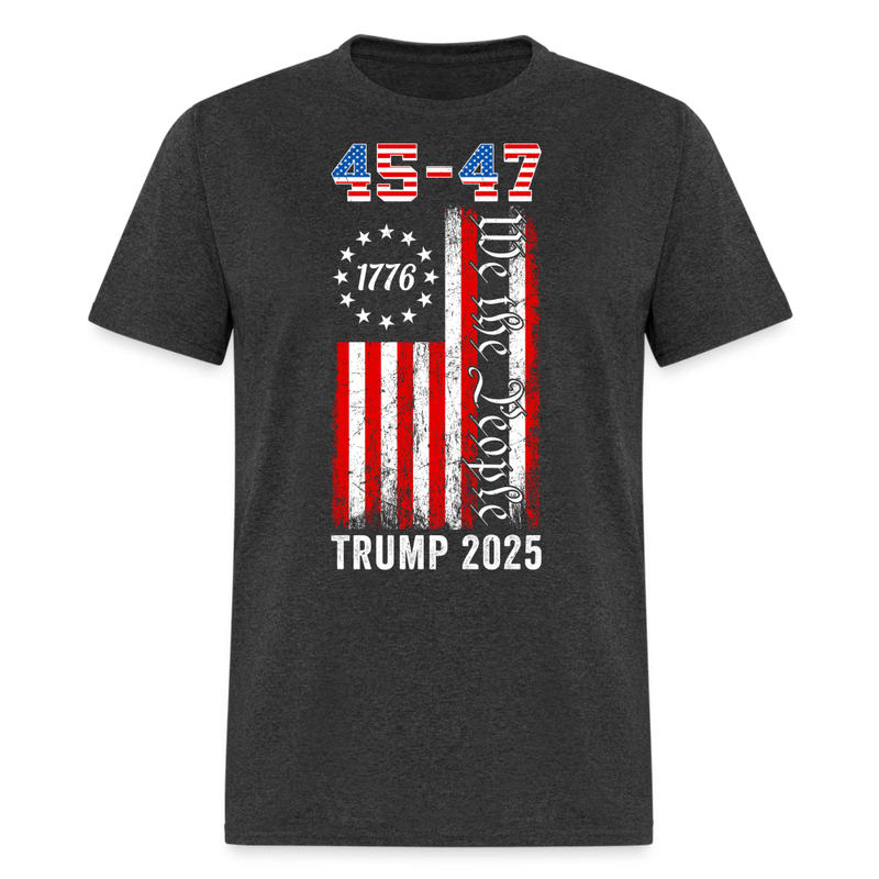 Vintage Trump 2024 45 47 US Flag We The People T Shirt - heather black