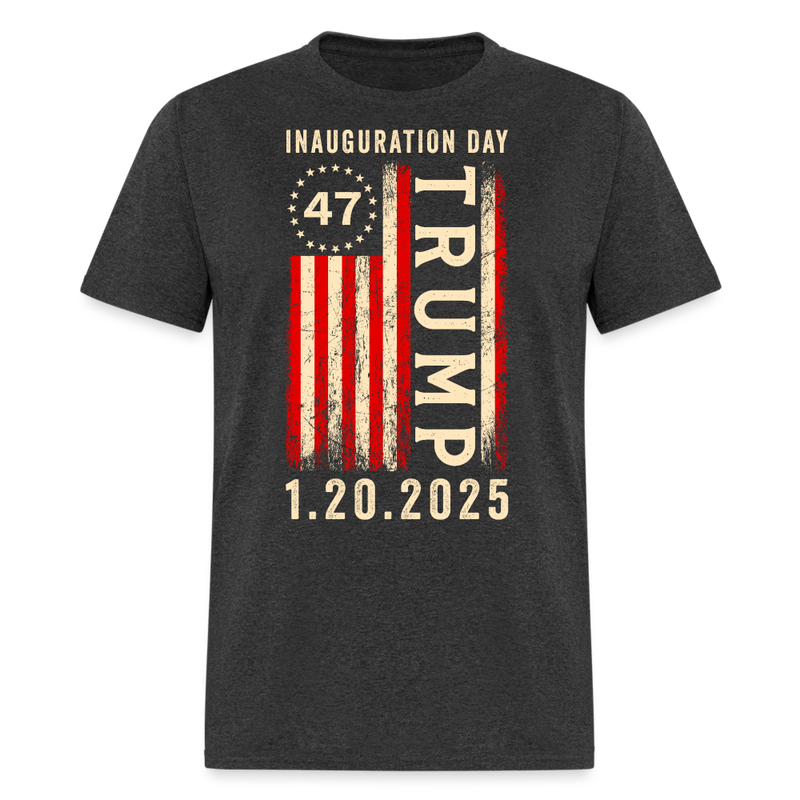 Inauguration Day Trump 47th President Vintage US Flag T Shirt - heather black