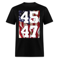 45 47 Trump American Flag T Shirt - black