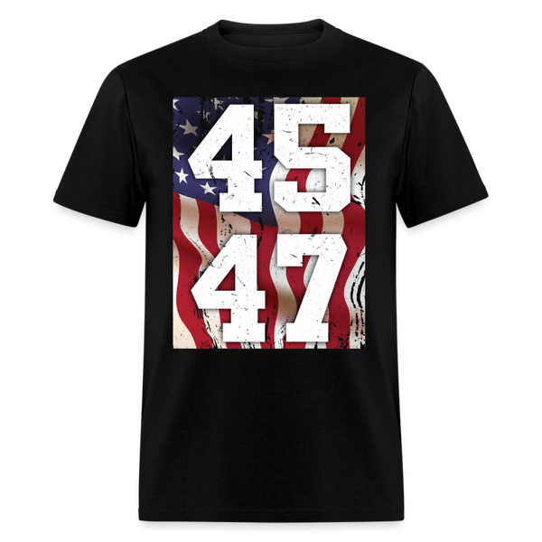 45 47 Trump American Flag T Shirt - black