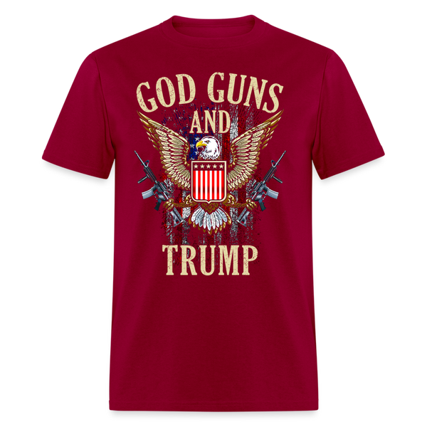 God Guns And Trump T Shirt - dark red