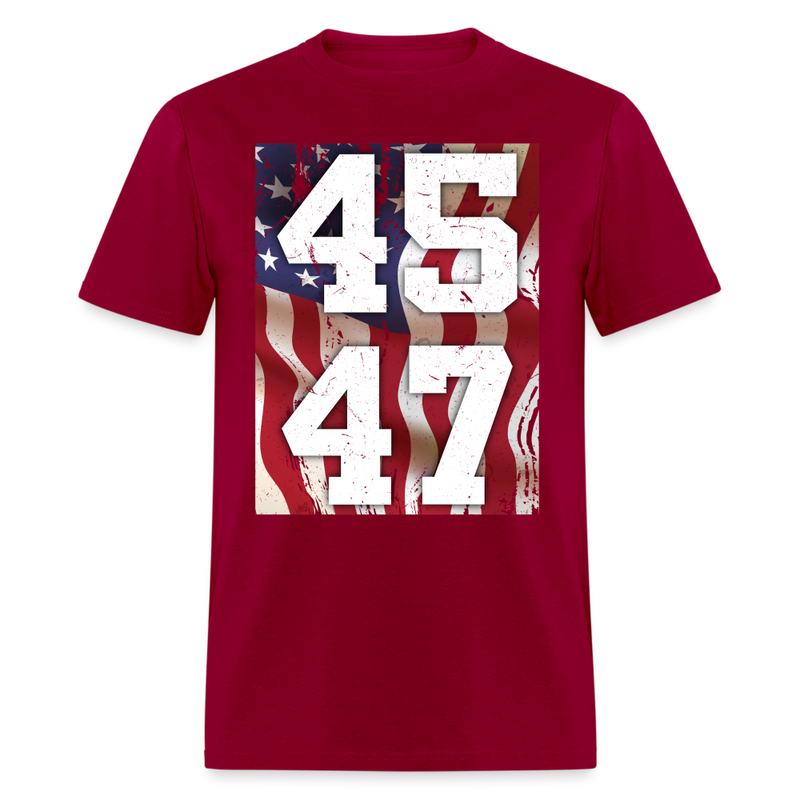 45 47 Trump American Flag T Shirt - dark red