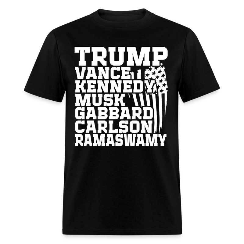 Trump Vance Kennedy Musk Gabbard Carlson Ramaswamy T Shirt - black