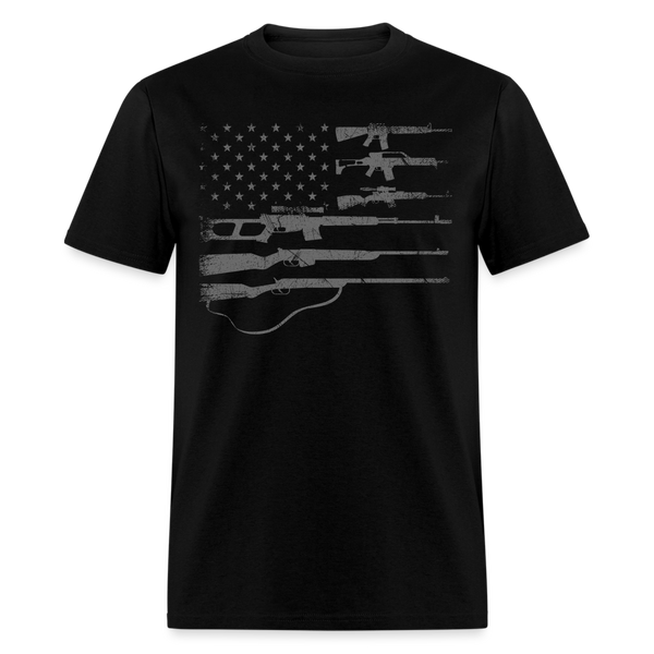 Big American Flag With Machine Guns 2A Flag T Shirt - black