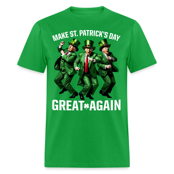 Make St Patricks Day Great Again With Donald Trump T Shirt - bright green