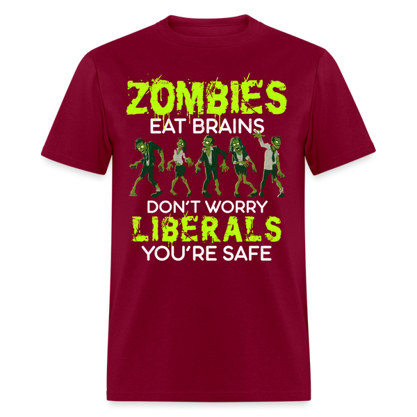 Zombies Eat Brains T Shirt - burgundy