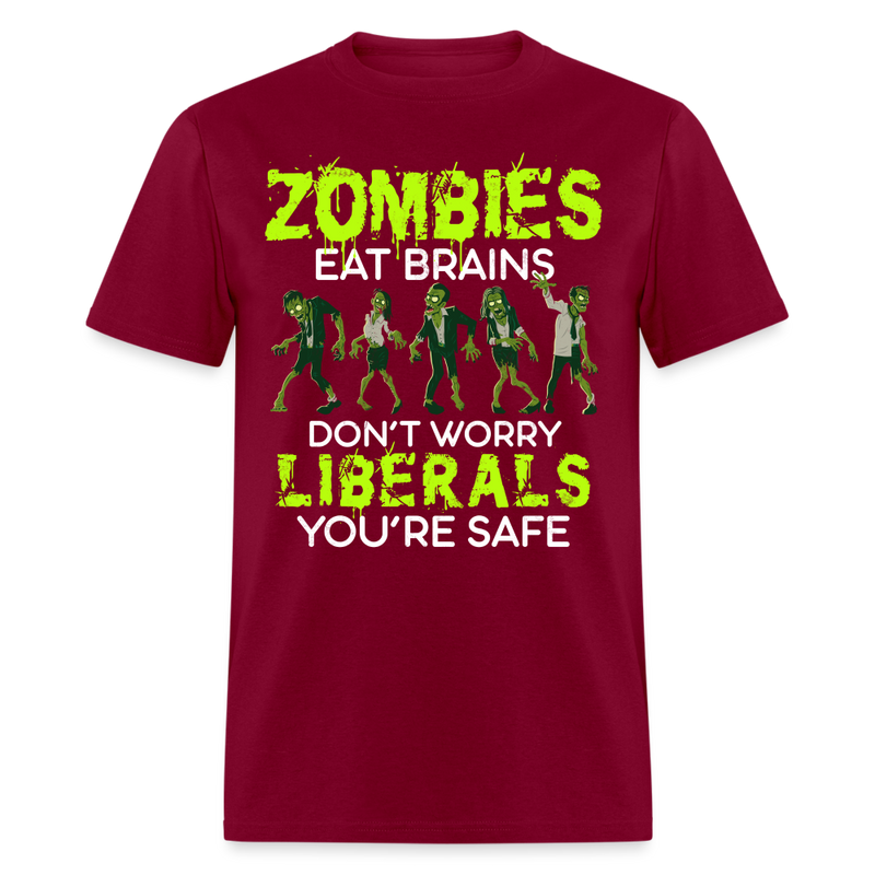 Zombies Eat Brains T Shirt - burgundy