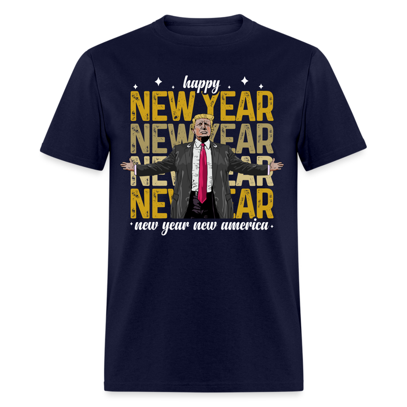 Happy New Year 2025 New Year New America T Shirt - 2 - navy