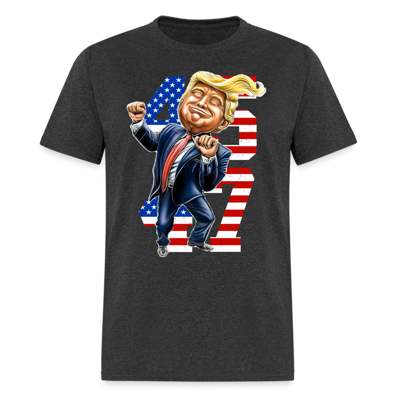 Trump Dance 45 47 American Flag T Shirt - heather black