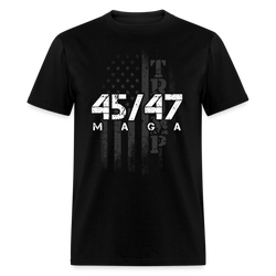 Donald Trump President 45-47 MAGA US Flag T Shirt - black