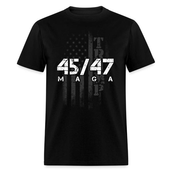 Donald Trump President 45-47 MAGA US Flag T Shirt - black