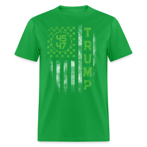 American Flag Trump 45 47 St Patrick's Day T Shirt - bright green