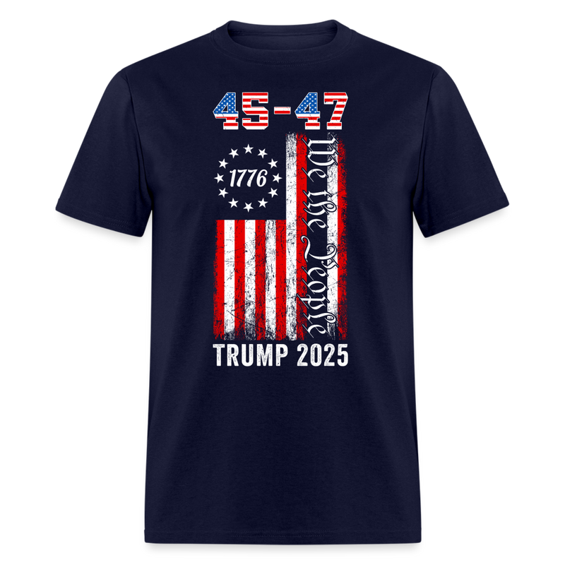 Vintage Trump 2024 45 47 US Flag We The People T Shirt - navy