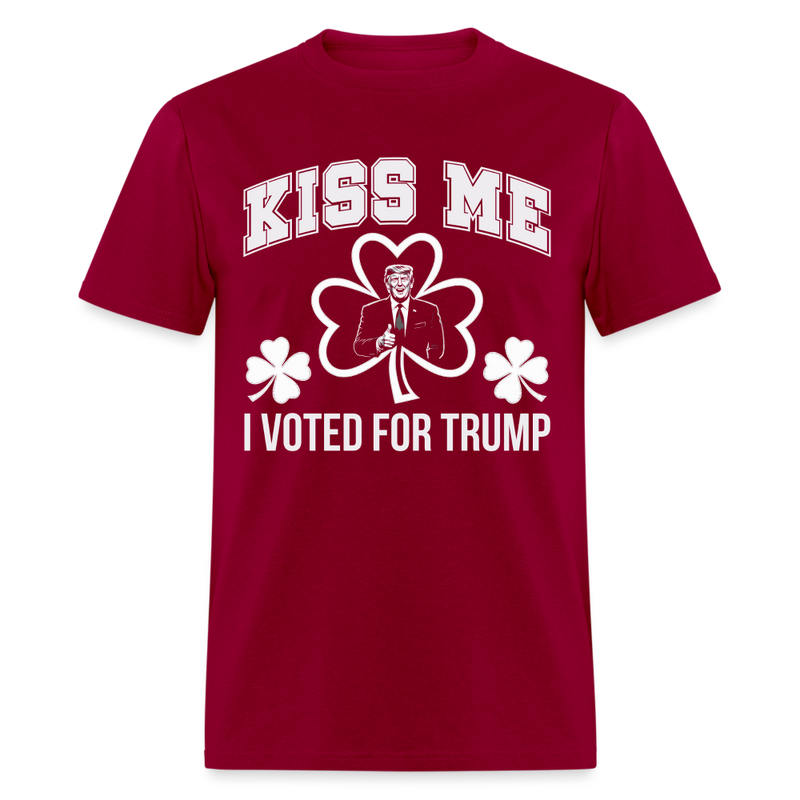 Kiss Me I Voted For Trump T Shirt - dark red