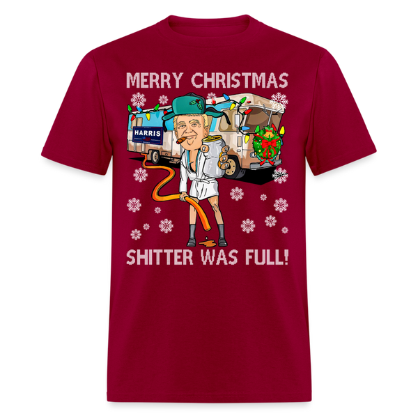 Merry Christmas Shitter Was Full T Shirt - dark red