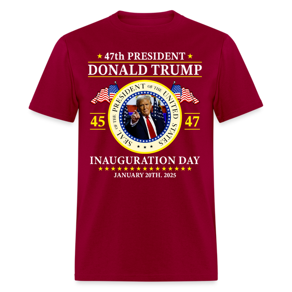 47th President Donald Trump 45 47 Inauguration Day T Shirt - dark red