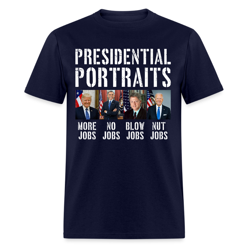 Presidential Portraits Trump Obama Biden Clinton T Shirt - navy