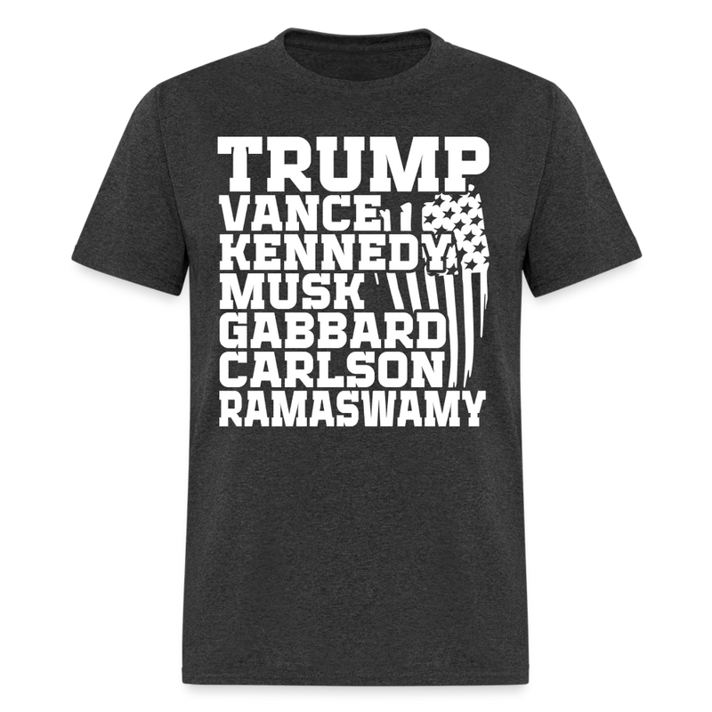 Trump Vance Kennedy Musk Gabbard Carlson Ramaswamy T Shirt - heather black