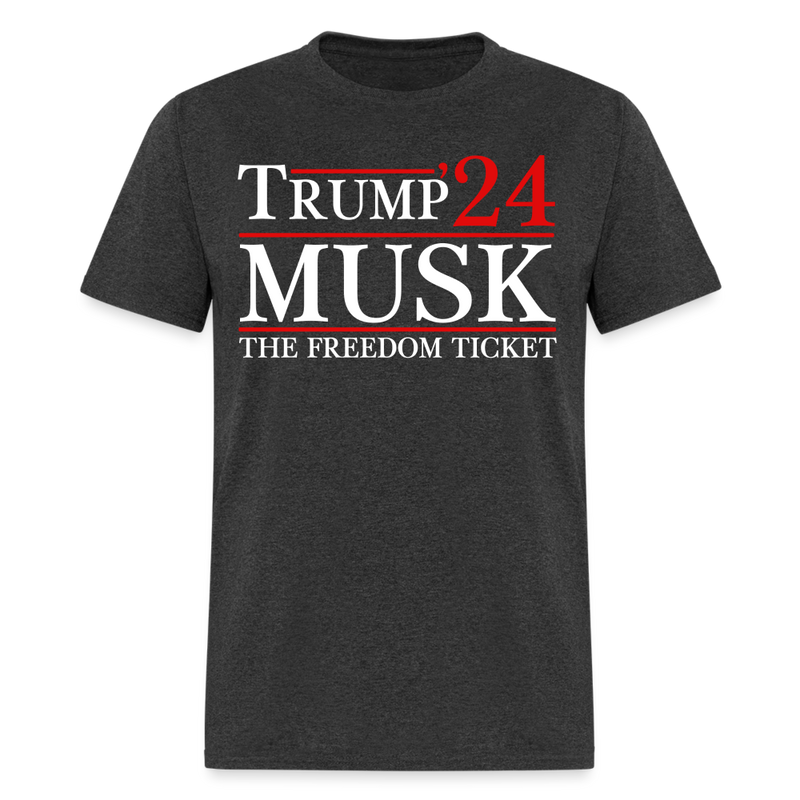 Trump Musk The Freedom Ticket T Shirt - heather black