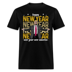 Happy New Year 2025 New Year New America T Shirt - 2 - black