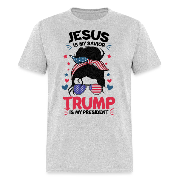 Jesus Is My Savior Trump Is My President T Shirt - 5 - heather gray