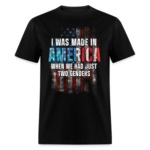 I Was Made In America US Flag T Shirt - black