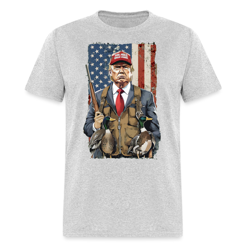 Hunting Duck Trump T Shirt - heather gray