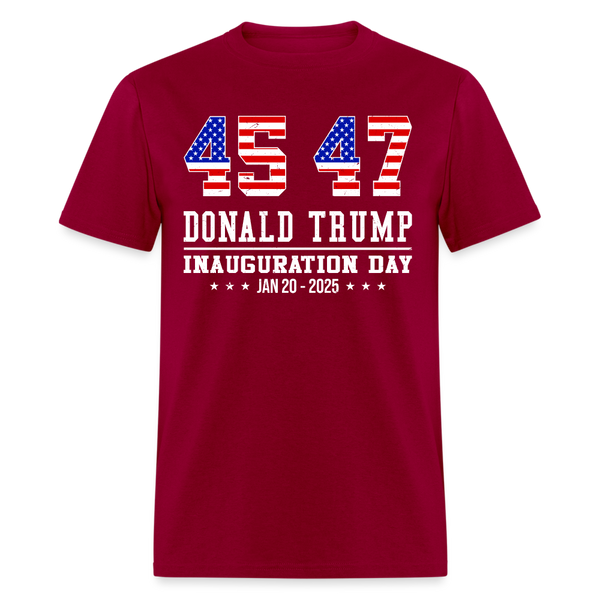 45 47 Donald Trump 2025 Inauguration Day T Shirt - dark red