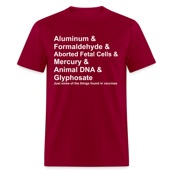 Vaccine Ingredients T Shirt - dark red