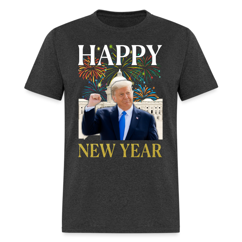 Happy New Year 2025 Trump T Shirt - 2 - heather black