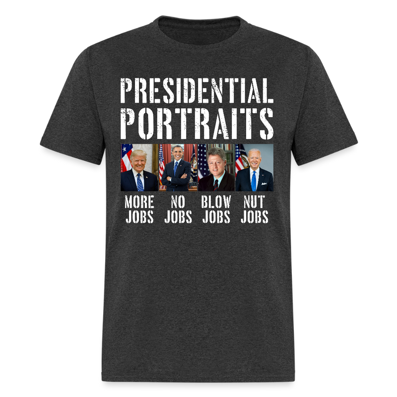 Presidential Portraits Trump Obama Biden Clinton T Shirt - heather black