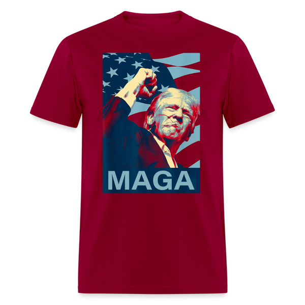 Trump 2024 Fight Fist Pump T Shirt - dark red