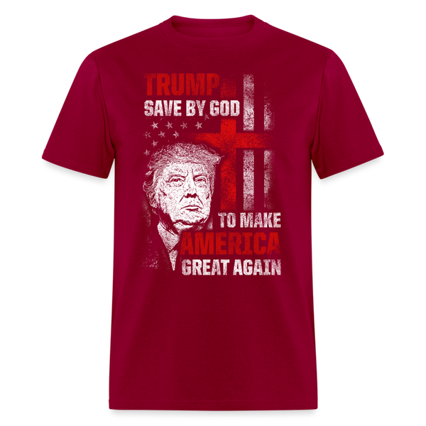 Trump Save by God To Make America Great Again T Shirt - 2 - dark red