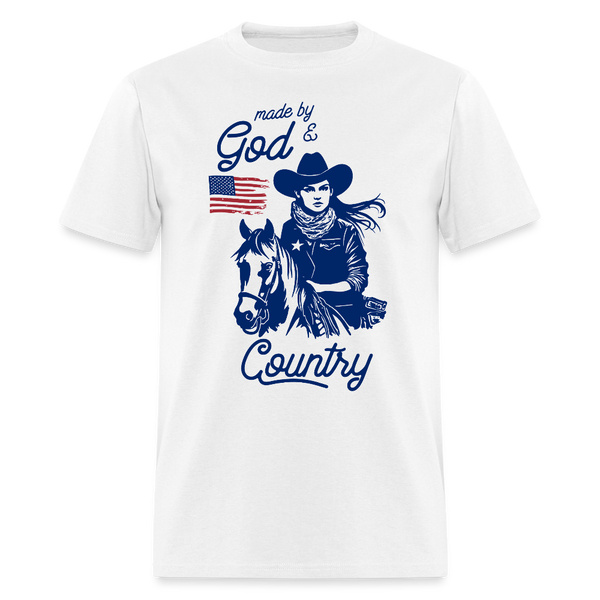 Made By God And Country T Shirt - white