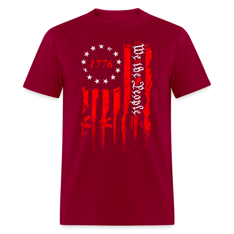 We The People Gun American Flag 1776 T Shirt - dark red