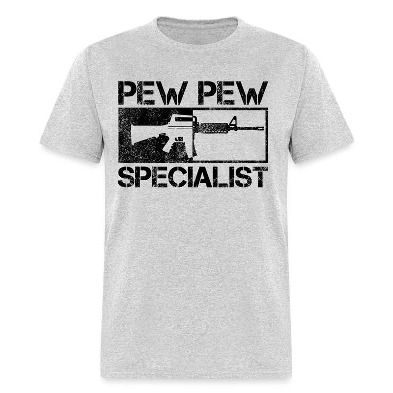 Pew Pew Specialist T Shirt - heather gray