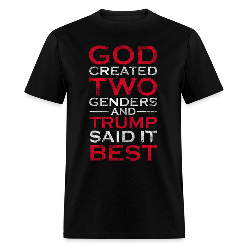 God Created Two Genders, and Trump Said It Best T Shirt - black