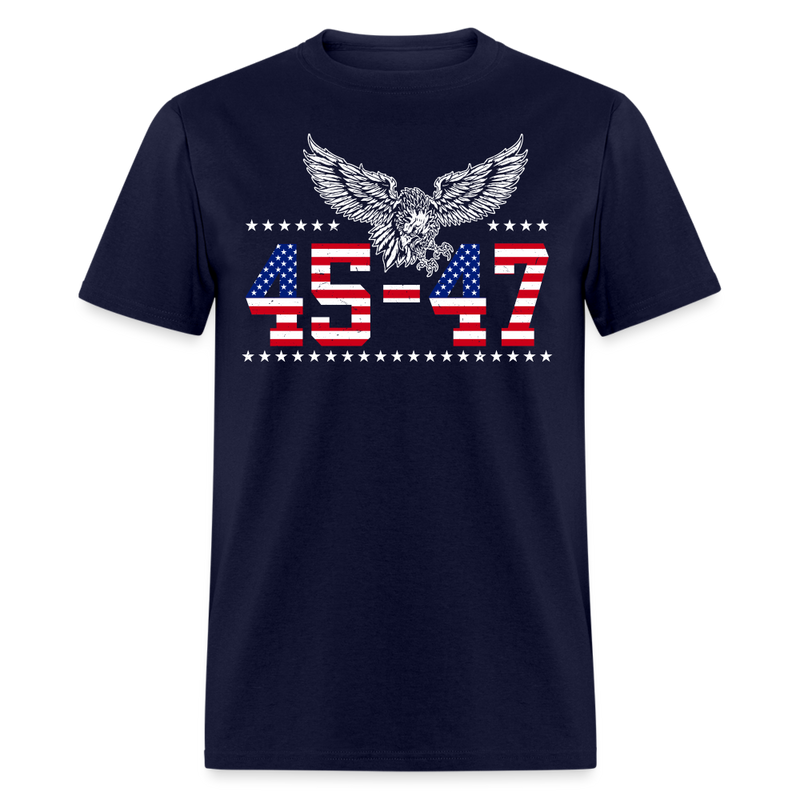 Trump 2024 President 45 and 47 American Flag T Shirt - navy