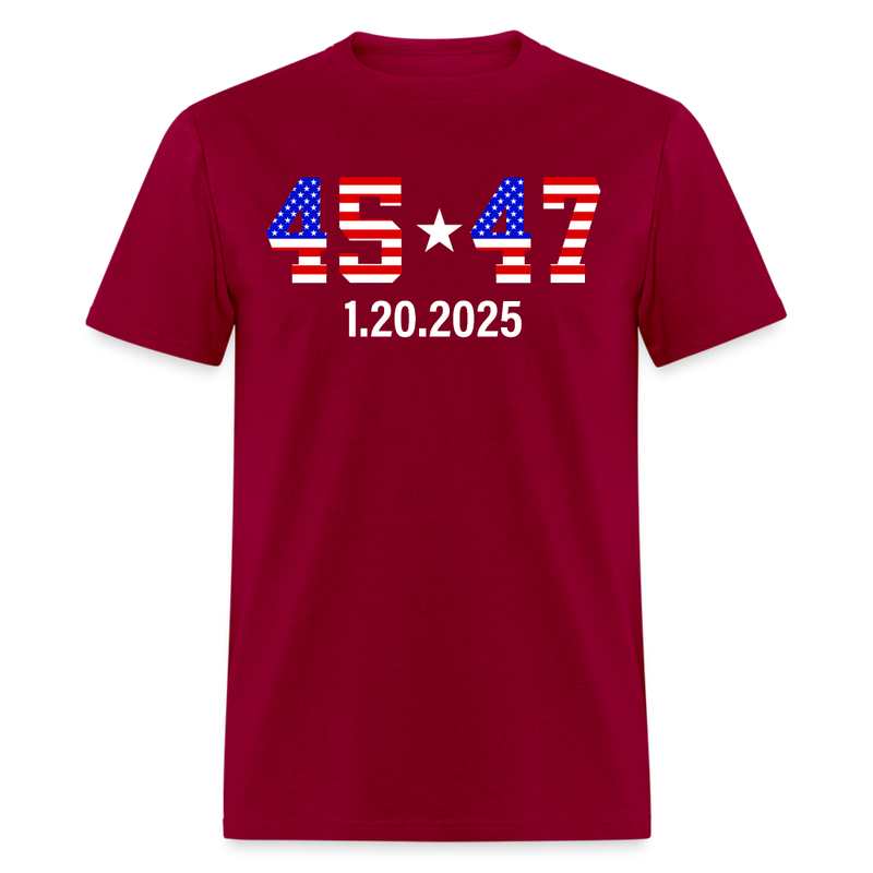 Inauguration Day 2025 45 47 American Flag White Star T Shirt - dark red