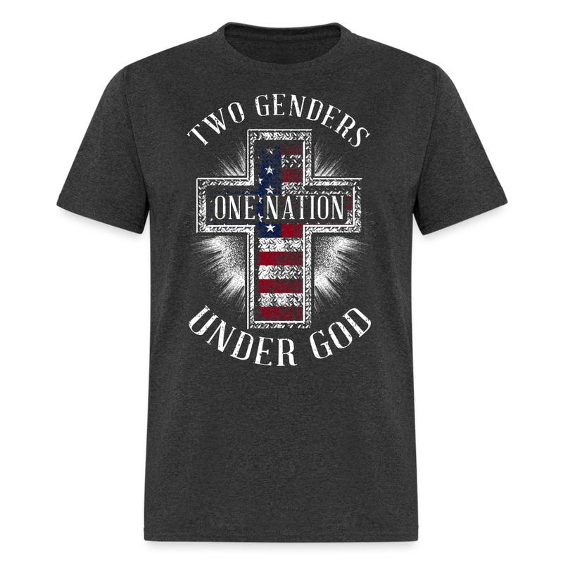 Two Genders, One Nation, Under God T Shirt - 2 - heather black