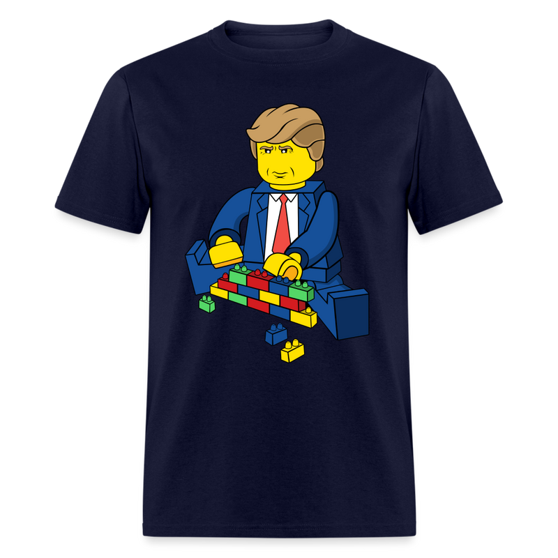 Trump Build A Wall Toy Brick T Shirt - navy