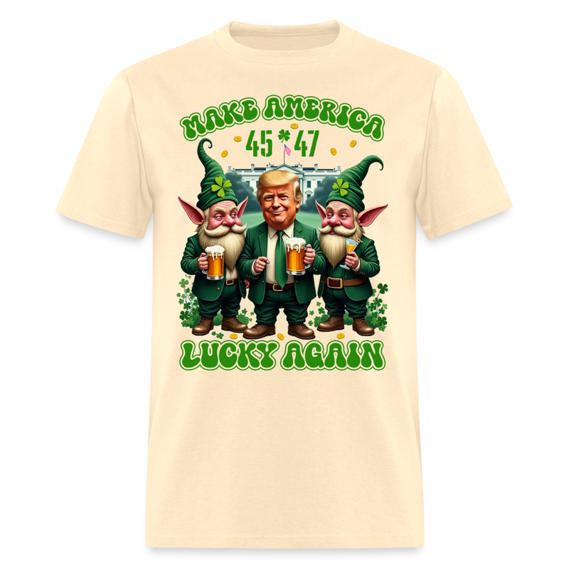 Make America Lucky Again Trump Gnomies 45 47 T Shirt - natural