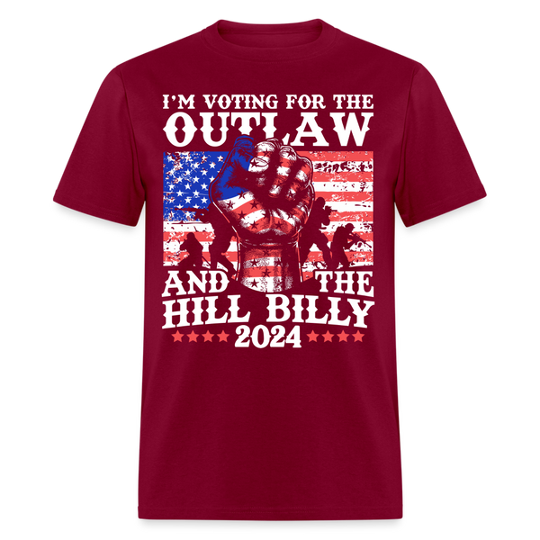 Voting For The Outlaw And the Hillbilly T Shirt - burgundy