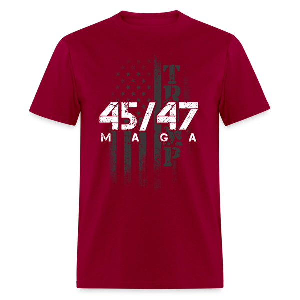 Donald Trump President 45-47 MAGA US Flag T Shirt - dark red