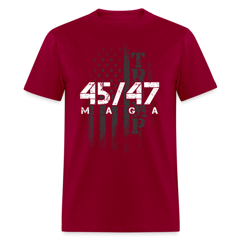 Donald Trump President 45-47 MAGA US Flag T Shirt - dark red